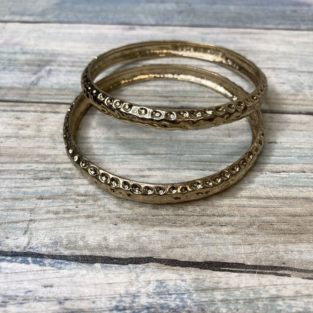 Hammered Gold Tone Bangles‎ Set of 2 Bracelet NWOT